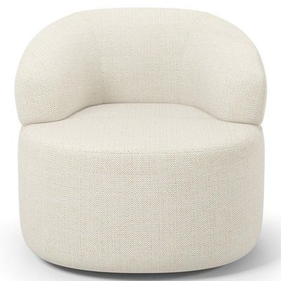 Poltrona Giratória Orgânica Para Sala De Estar Living Helena L02 Linho Champagne - Lyam Decor