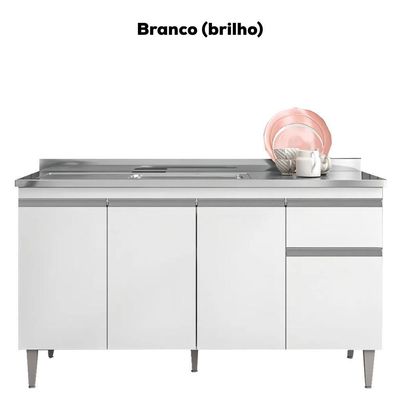Balcao Para Pia Sem Tampo 145 Cm Tatiane Branco Reajl Moveis Branco