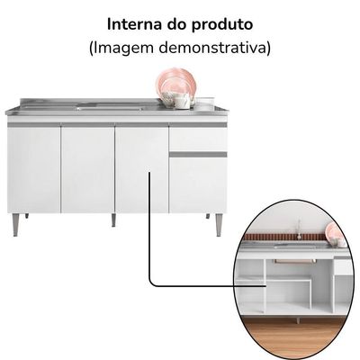 Balcao Para Pia Sem Tampo 145 Cm Tatiane Branco Reajl Moveis Branco