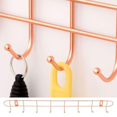 Cabideiro Metálico De Parede Com 8 Ganchos – Rose Gold Elegante E Multifuncional