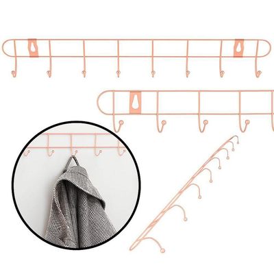 Cabideiro Metálico De Parede Com 8 Ganchos – Rose Gold Elegante E Multifuncional