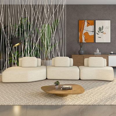 Sofá Ilha Modular Para Sala Living Orgânico 480cm Angra K01 Linho Champanhe - Lyam Decor