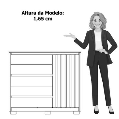 Cômoda Ripada Sapateira 5 Gavetas 1 Porta Duello Freijó/titanium