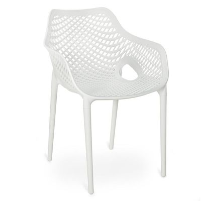 Kit 4 Cadeiras De Jantar Design Suits Com Braços Empilhável Em Polipropileno - Branco