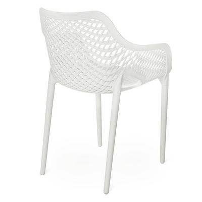 Kit 4 Cadeiras De Jantar Design Suits Com Braços Empilhável Em Polipropileno - Branco