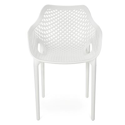 Kit 4 Cadeiras De Jantar Design Suits Com Braços Empilhável Em Polipropileno - Branco