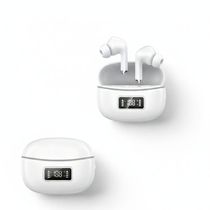 Fone De Ouvido Bluetooth Airpods T-206 Com Tela Led E Estojo Recarregável Usb Branco