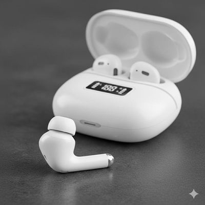 Fone De Ouvido Bluetooth Airpods T-206 Com Tela Led E Estojo Recarregável Usb Branco
