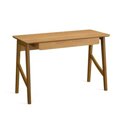 Escrivaninha Taurus 1 Gaveta Mdf Pés Madeira Maciça Mesa De Estudo Aparador Moderno Cinamomo