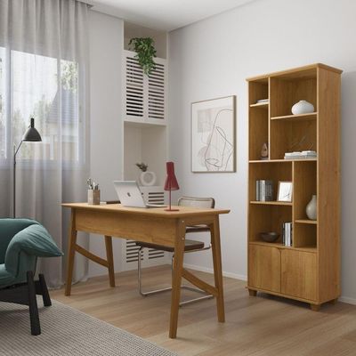 Escrivaninha Taurus 1 Gaveta Mdf Pés Madeira Maciça Mesa De Estudo Aparador Moderno Cinamomo