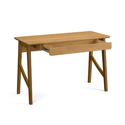 Escrivaninha Taurus 1 Gaveta Mdf Pés Madeira Maciça Mesa De Estudo Aparador Moderno Cinamomo