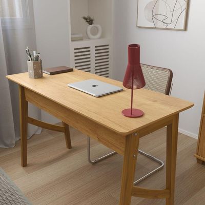 Escrivaninha Taurus 1 Gaveta Mdf Pés Madeira Maciça Mesa De Estudo Aparador Moderno Cinamomo