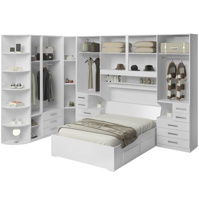 Guarda-roupa De Canto Casal Completo E Com Cama Baú 1222 Branco