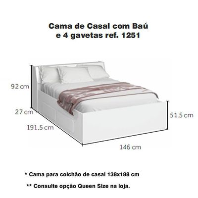 Guarda-roupa De Canto Casal Completo E Com Cama Baú 1222 Branco