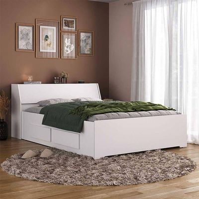 Guarda-roupa De Canto Casal Completo E Com Cama Baú 1222 Branco