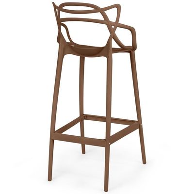 Kit 10 Banquetas Allegra Com Encosto Design Cozinha/bancada - Marrom