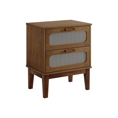 Mesa De Cabeceira Retrô Vintage Santorini 2 Gavetas 45 Cm Amêndoa