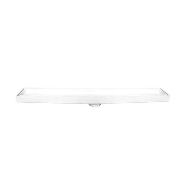 Ralo Oculto Linear 5x50cm Branco - Saída Dn 40mm - Para Tráfego De Pedestres