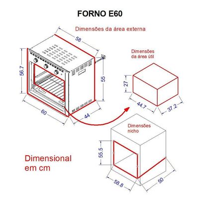 Forno Elétrico De Embutir 60 Litros Nardelli Black E60 Preto 110V