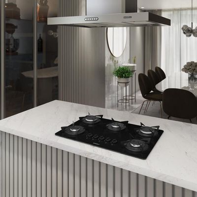 Cooktop Nardelli à Gás Ndl 5b Vidro Preto Flange Esmaltada Preto Bivolt