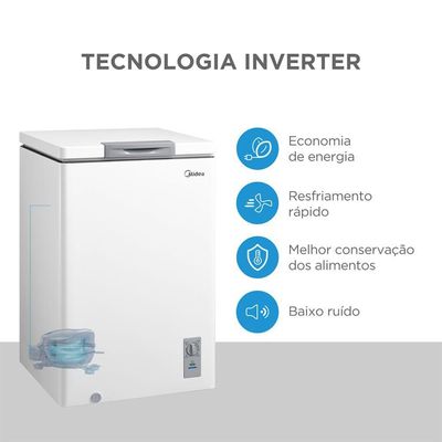 Freezer Horizontal 100L Inverter Branco Midea MDRC151FZD013 – Bivolt