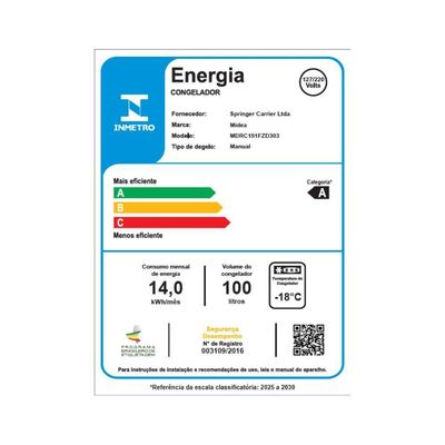Freezer Horizontal 100L Flexbeer Inverter Preto Midea MDRC151FZD303 Bivolt