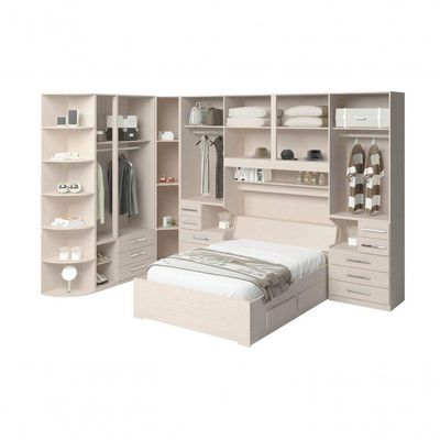 Guarda-roupa De Canto Casal Completo E Com Cama Baú 1222 Carvalho Claro