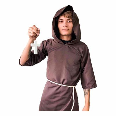 Fantasia De Padre Franciscano Juvenil Com Crucifixo Tamanho M