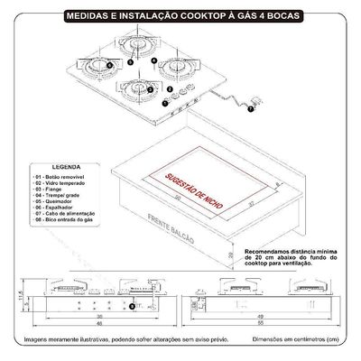 Cooktop Nardelli à Gás Ndl 4b Vidro Preto Flange Esmaltada Preto Bivolt