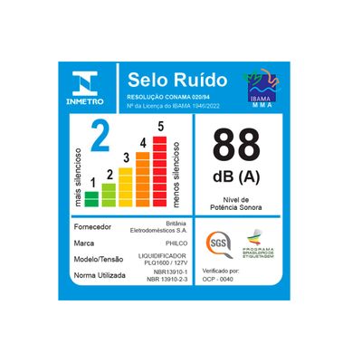 Liquidificador Philco PLQ1600V Turbo 1200W Easy Smart 3L 127V