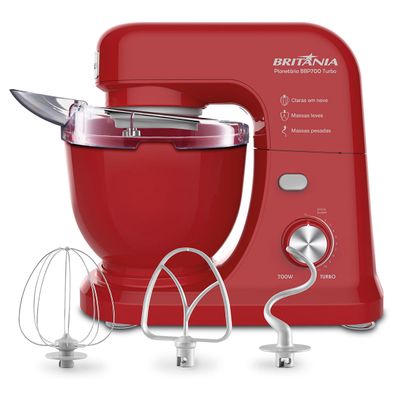 Batedeira Planetária Britânia BBP700V Turbo Vermelho 700W 4L 127V