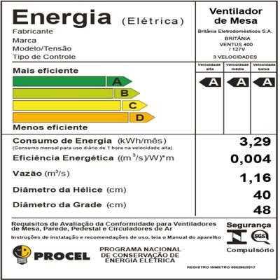 Ventilador Britânia Ventus 400 Turbo Maxx Force 6 220V