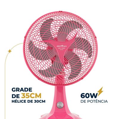 Ventilador Rosa Britânia Maxx Force 60W BVT304 127V