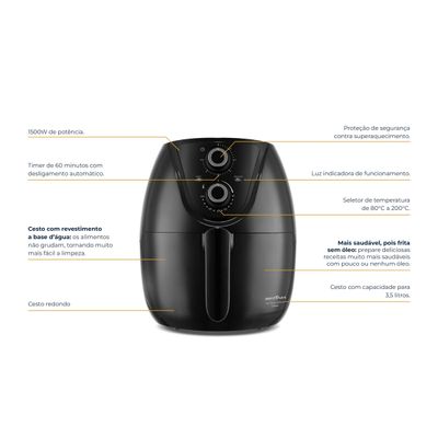 Air Fryer Britânia 3,8L Bella Cuccina Sem Óleo 1500W BCFR04 127V