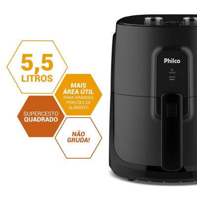 Air Fryer Philco 5,5L Revestimento Redstone 1500W PAF55B 127V