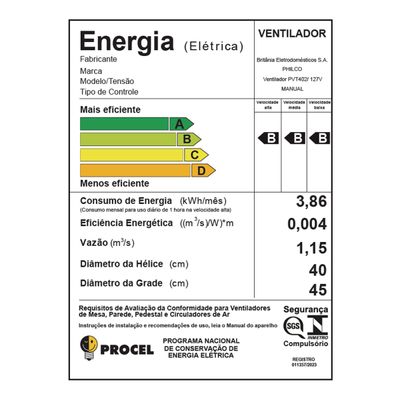 Ventilador Philco Maxx Force Função Repelente 160W PVT402 127V