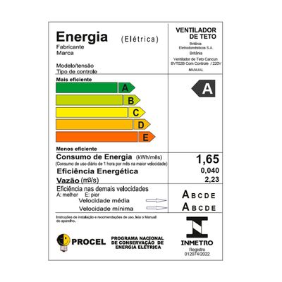 Ventilador de Teto Britânia 3 em 1 131W Cancun BVT02B 220V