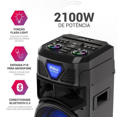 Caixa de som Amplificada Philco Exbass 2100W PCX21000 Bivolt