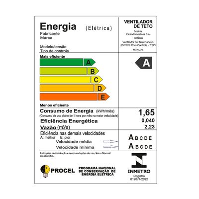 Ventilador de Teto Britânia 3 em 1 131W Cancun BVT02B 127V