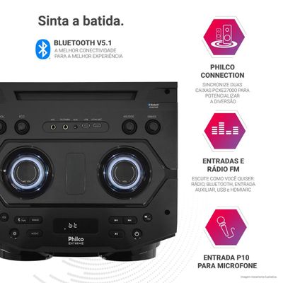 Caixa de Som Amplificada Philco Woofer Duplo 12" PCXE27000 Bivolt