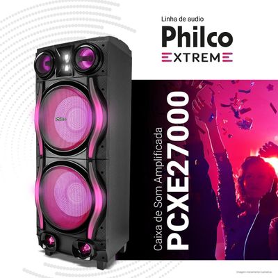 Caixa de Som Amplificada Philco Woofer Duplo 12" PCXE27000 Bivolt