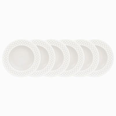 Conjunto com 6 Pratos Fundos Tramontina Ingrid em Porcelana 23 cm - Branco