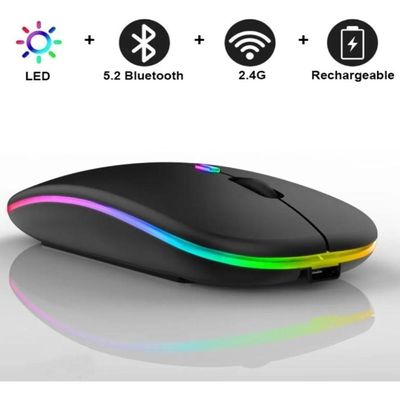 Mouse Sem Fio Bluetooth Wireless Recarregável E-1300 Pro Preto