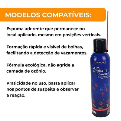 Spray Espuma Detectora De Vazamentos 250ml Pescan Air Repair