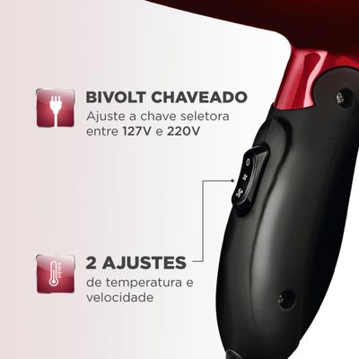 SECADOR DE CABELO MONDIAL MAX TRAVEL 1200W SC10 BIVOLT