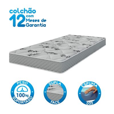 Colchão Solteiro Umaflex New Sublime Espuma D33 17 x 88 x 188 cm  Cinza Floral