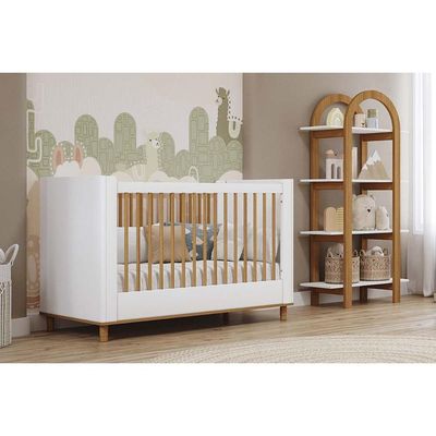 Berço Infantil Cupcake 2 em 1 Branco/Nature - Permóbili Baby