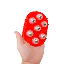 Massageador Luva Corporal Massagem Estetica Manual 7 Esferas Portatil Costas Pescoço Relaxamento Cor:Vermelho