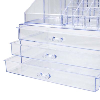 Organizador Porta Maquiagem Acrilico Duplo Batom Pincel 3 Gavetas - Prático e Transparente