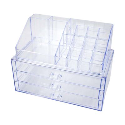 Organizador Porta Maquiagem Acrilico Duplo Batom Pincel 3 Gavetas - Prático e Transparente
